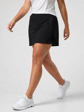 Athleta Soho Skort Black Featherweight Stretch UPF 50+ Zip Pocket Active Sz 16T